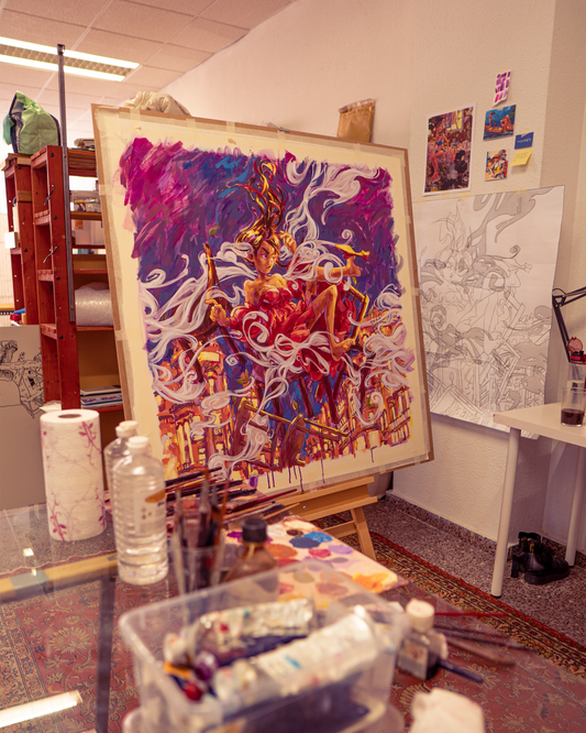 EL HUMO SE ACURRUCA EN UN ABRAZO, original.